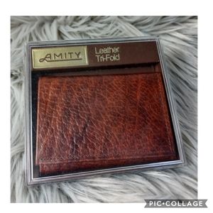 Amity Brown Cowhide Trifold Wallet NIP
